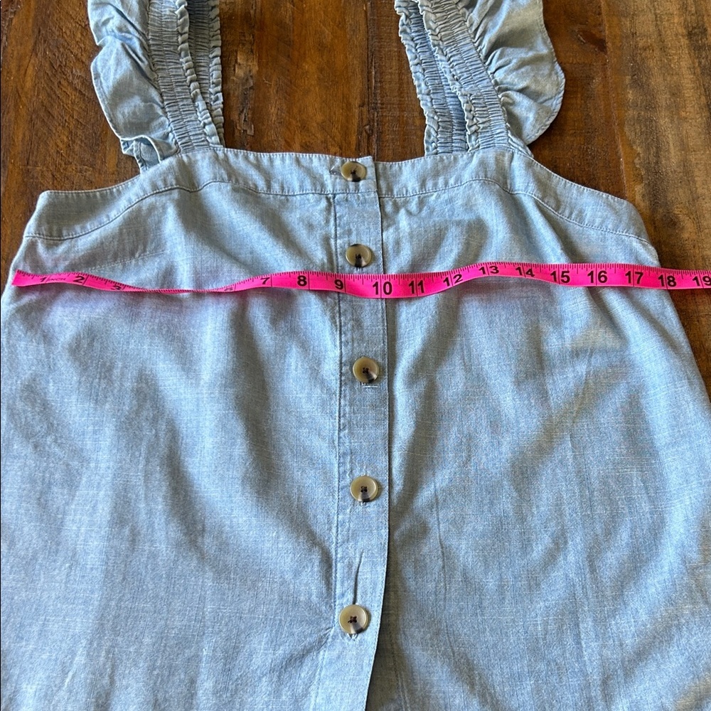 J. Crew Blue Button-Front Ruffle Blouse - Picture 8 of 13